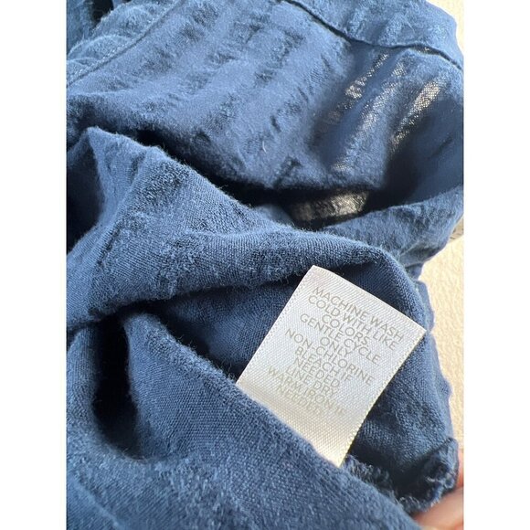 J.Jill Women Size M Navy Blue MOP Button Front Top Tab 3/4 Sleeve Texture Fabric - Picture 12 of 12